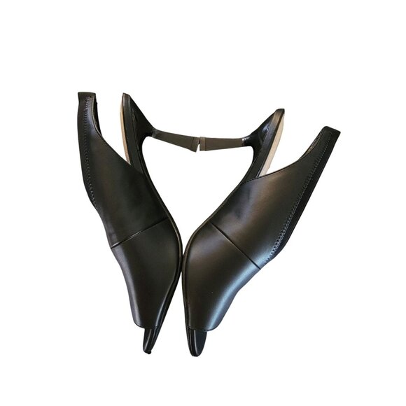 Alfani Ceal Black Slingback Peep-Toe Kitten Heel Shoes 10M - Picture 3 of 6